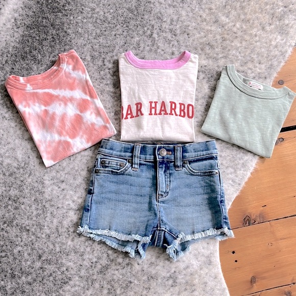 J. Crew Other - J.Crew Crewcuts Girls’ Frayed Denim Short and Tie Dye Short Sleeve Tee Bundle